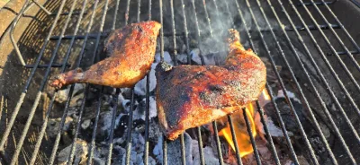 Cornell-Style Charcoal Chicken Quarters with PyroDust CoopDust